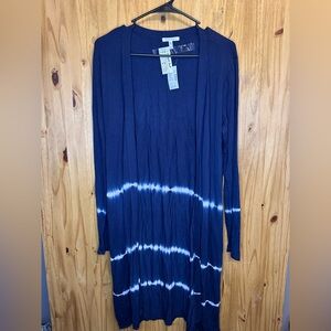 Maurices Blue and White Open Cardigan
